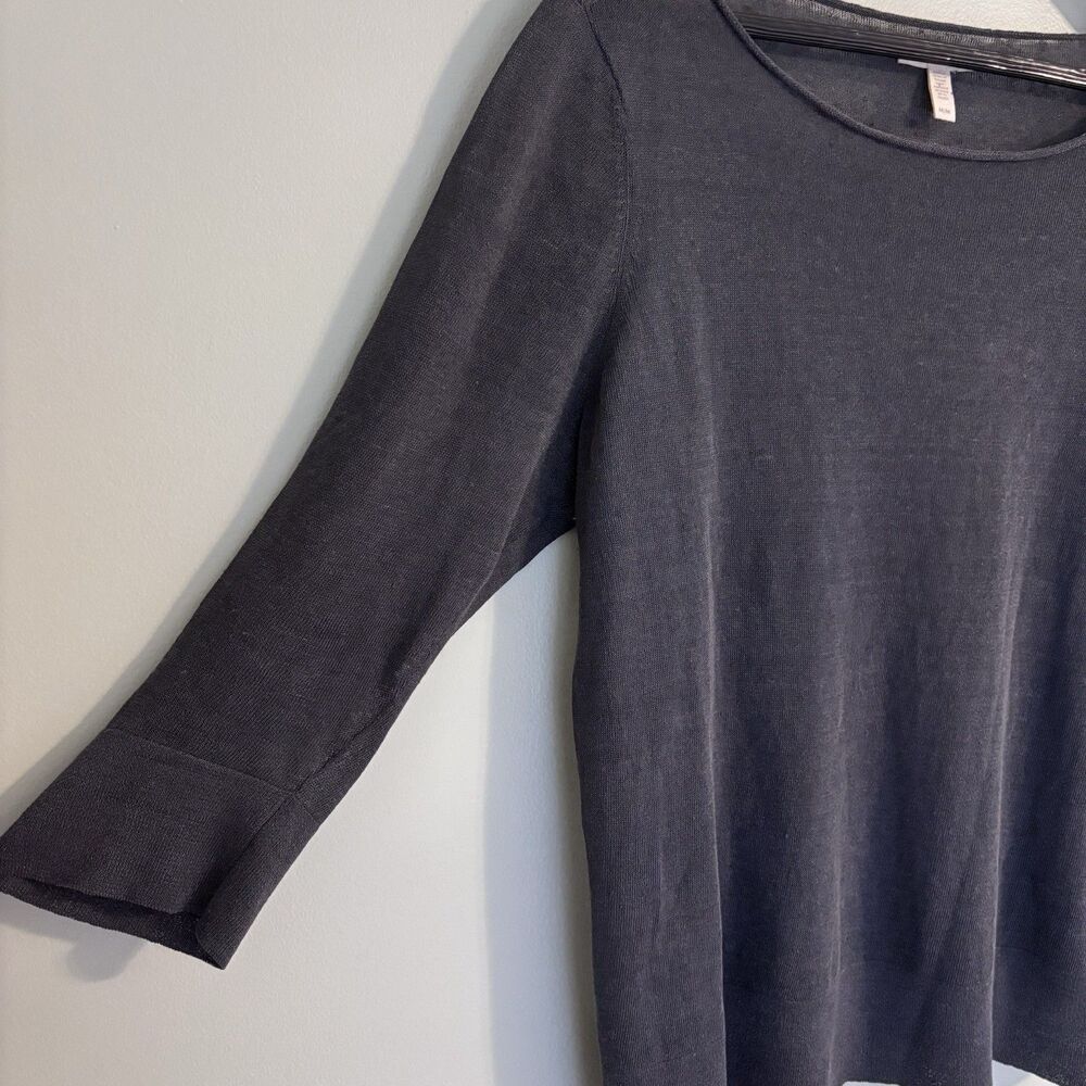 Eileen Fisher Organic Linen Blend Top Sz M Rolled Neck Minimalist Quiet Luxury - Picture 3 of 7